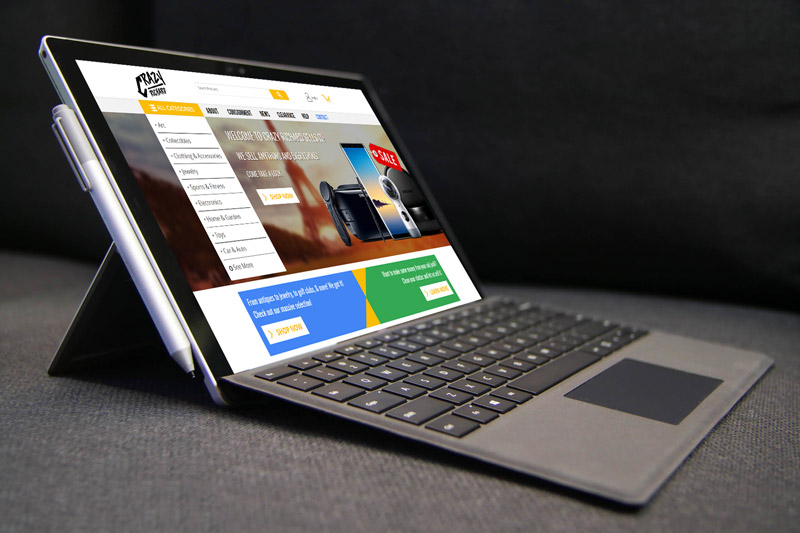 picture of a surface pro displaying one of our websites